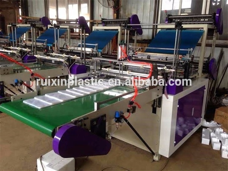 High Speed (400-600 pcs/mins) Automatic Four Lines Plastic Shopping Bag T-shirt Bag Making Machine