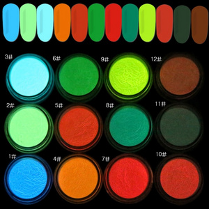 12colors glow in the dark  powder Nail Dust Fluorescent Effect Luminous glitter powder glow in dark acrylic powder