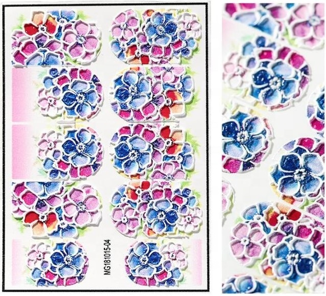 Embossed Flower Water Decals Empaistic Nail Water Slide Decals 5D Nail Sticker