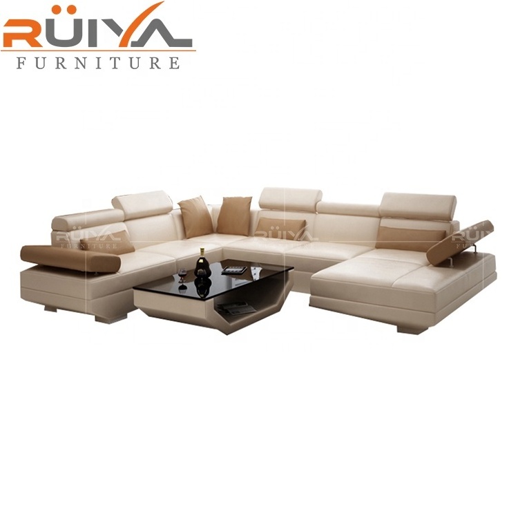 Black double chaise lounge sectional sofa leather modern living room