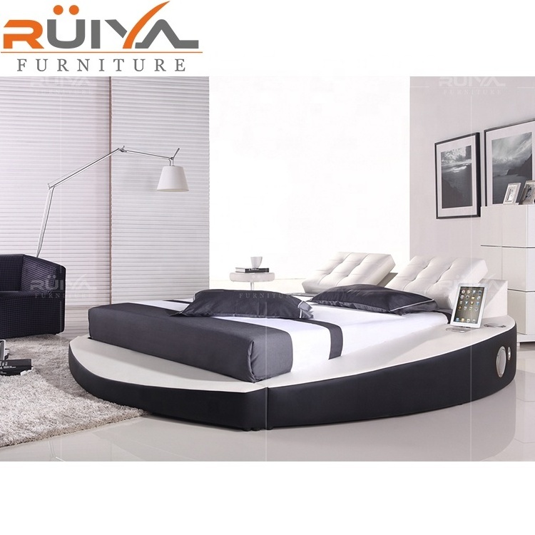 Sweden design OEM Customized modern round platform bed on sale with music