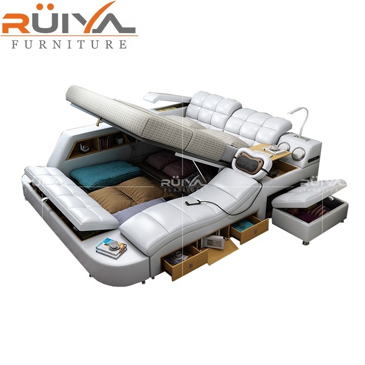 Factory supply massage tatami smart bed intelligent multifunctional storage leather bed king size bed cama