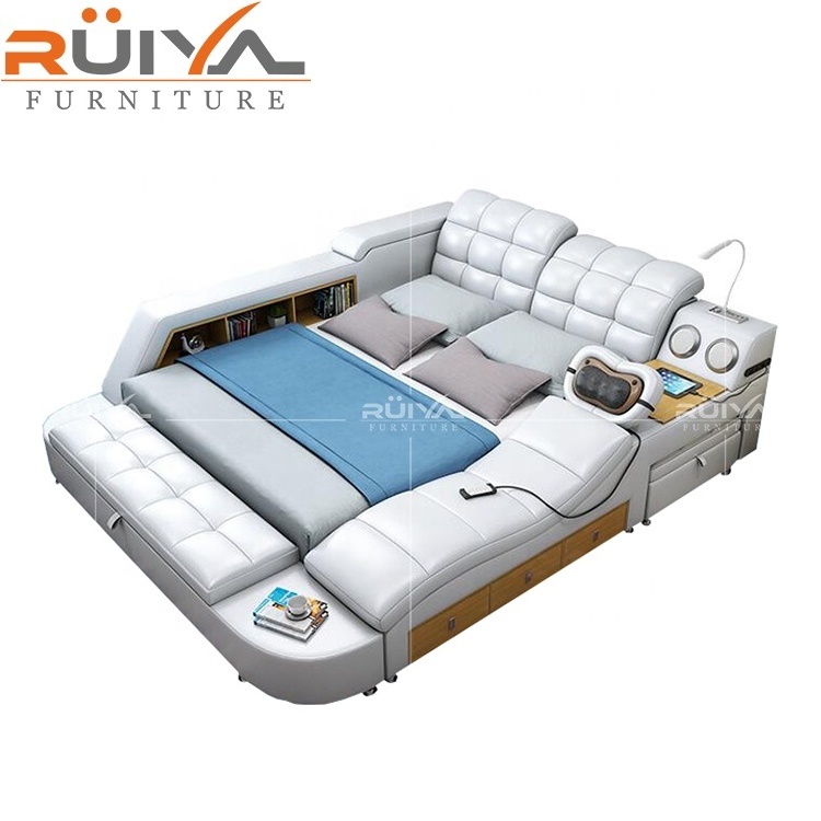 Factory supply massage tatami smart bed intelligent multifunctional storage leather bed king size bed cama