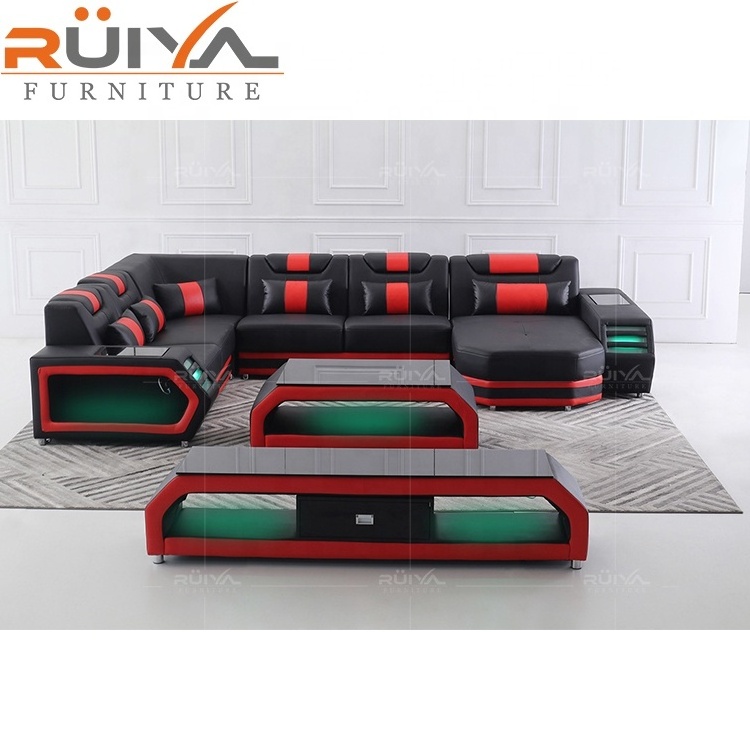 2020 New trendy most popular American style sectional latest corner sofa set with blue LED Light