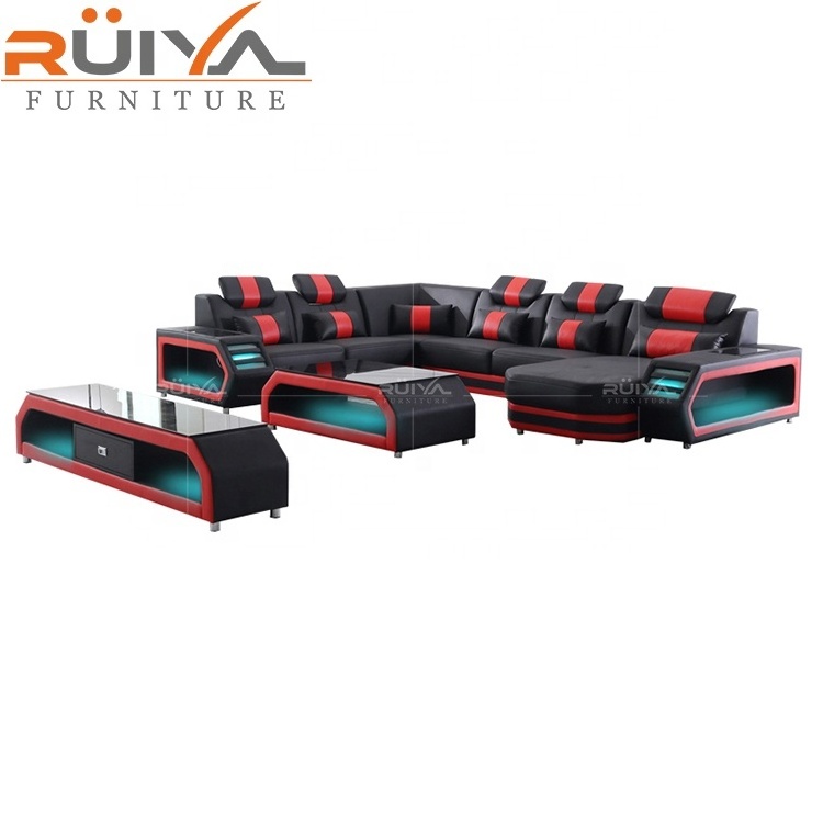 2020 New trendy most popular American style sectional latest corner sofa set with blue LED Light