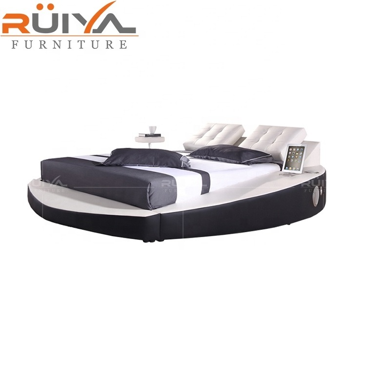 Sweden design OEM Customized modern round platform bed on sale with music