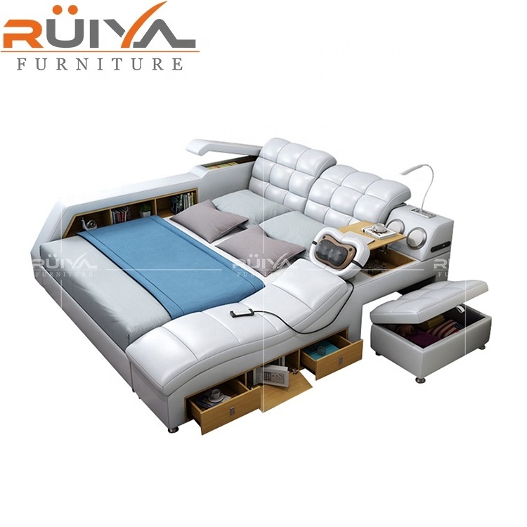 Factory supply massage tatami smart bed intelligent multifunctional storage leather bed king size bed cama