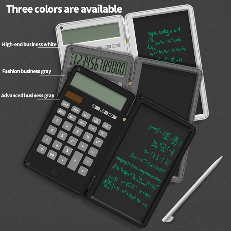 Solar Notepad Calculator Desk 12 Digits Folding Calculator Notepad With 6 Inch Lcd Writing Tablet