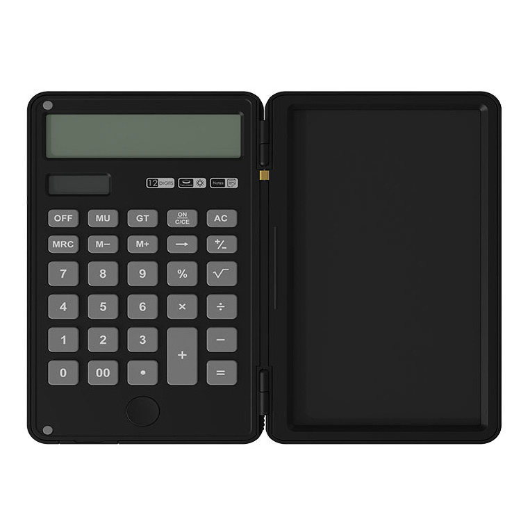 Solar Notepad Calculator Desk 12 Digits Folding Calculator Notepad With 6 Inch Lcd Writing Tablet