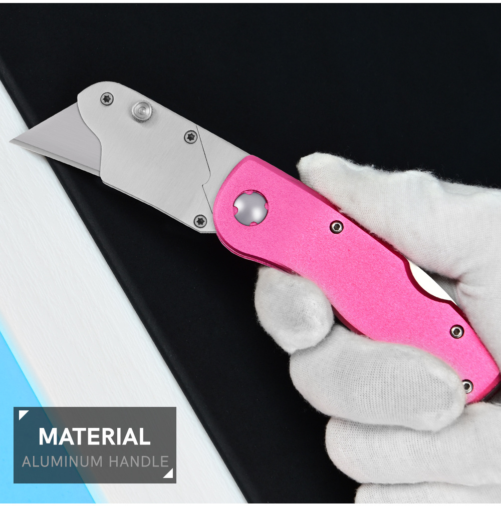 Cutting Case Box Paper Survival Camping Tool EDC Pink Pocket Knife Outdoor Folding Utility Knife