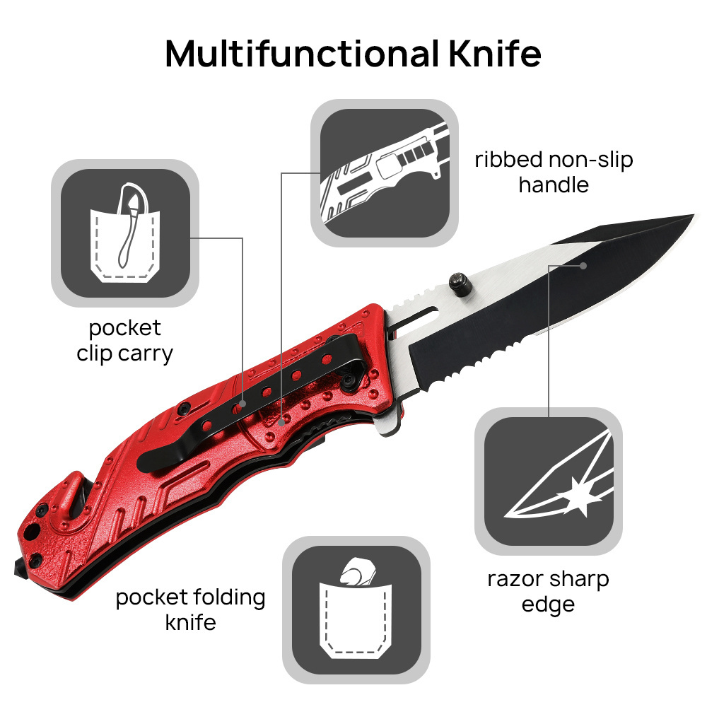 EDC Custom Outdoor  LED multitool knives Tactical Camping Survival Hunting Folding Pocket small Knife  knifes couteau pliant