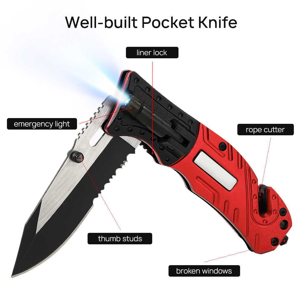 EDC Custom Outdoor  LED multitool knives Tactical Camping Survival Hunting Folding Pocket small Knife  knifes couteau pliant