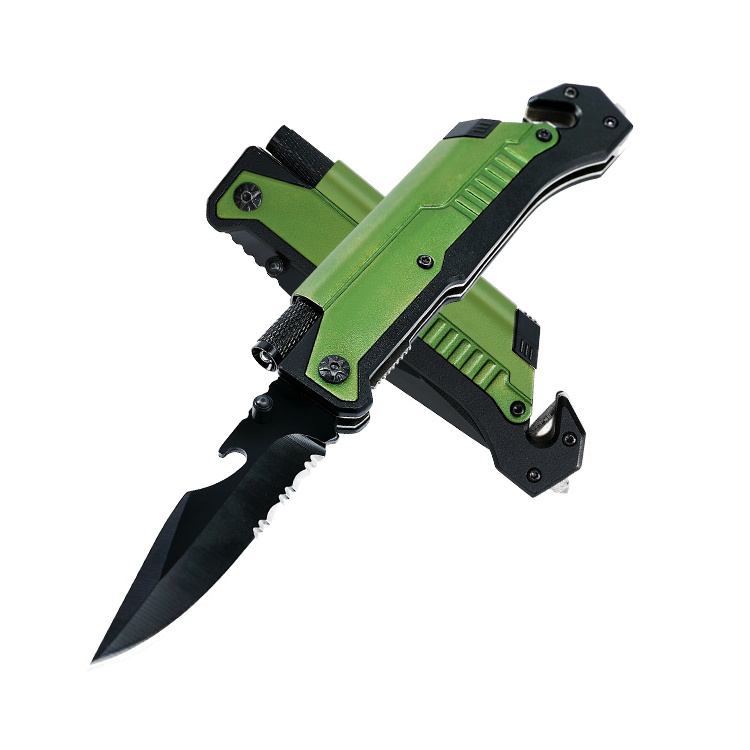 10-in-1 Survival Folding Pocket Knives Multifunctional Tactical Combat Knife With LED Light