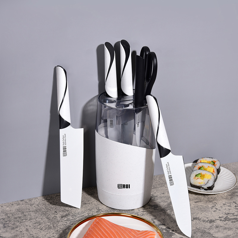 High-End 7-Piece Stainless Steel Kitchen Set with Unique Design Holder Disposable Feature kitchen knives