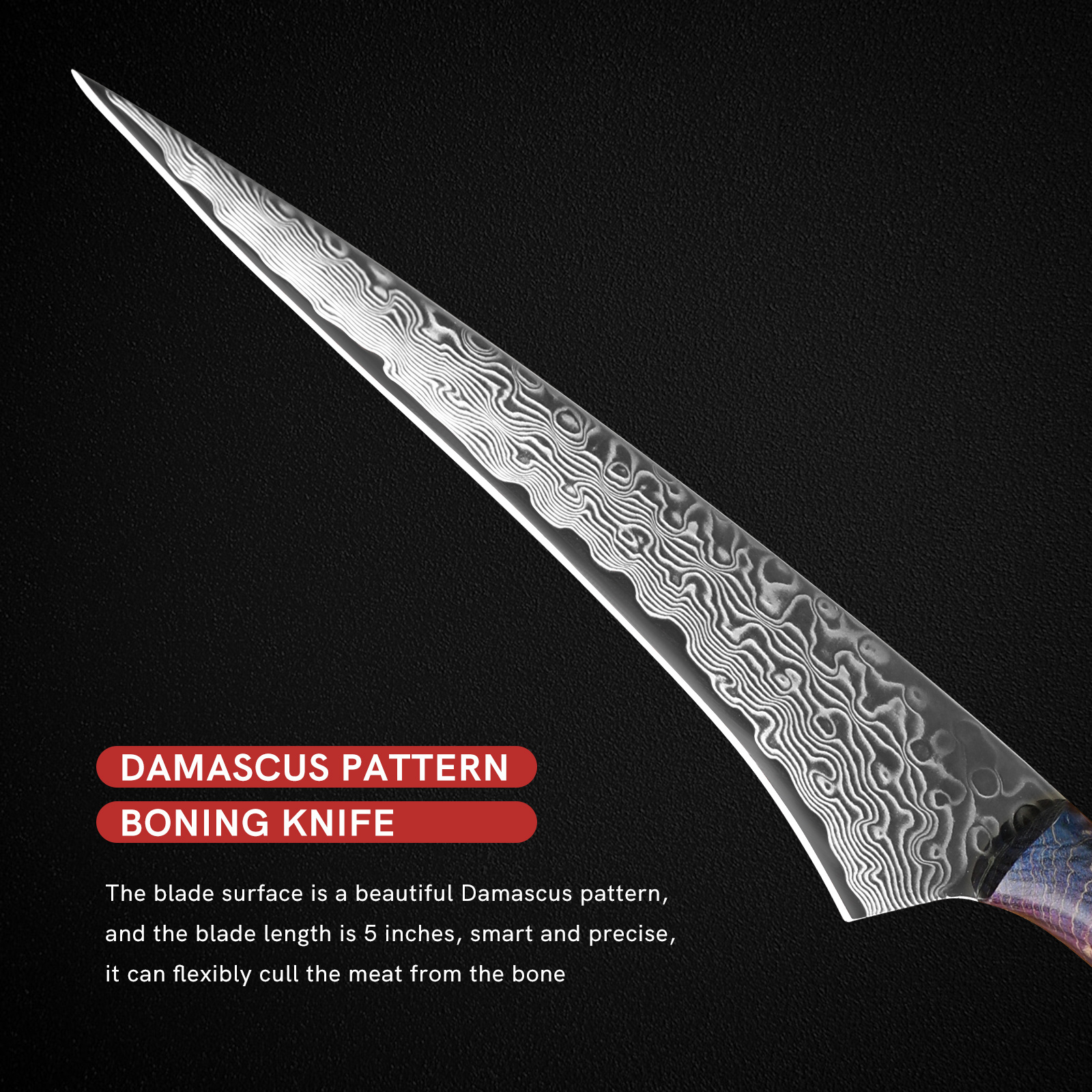 Hand-made Damascus Steel Kitchen Knife Fishing Knives Boning Knife Full Tang Vegetables Slicing Outdoor Cutting Tool