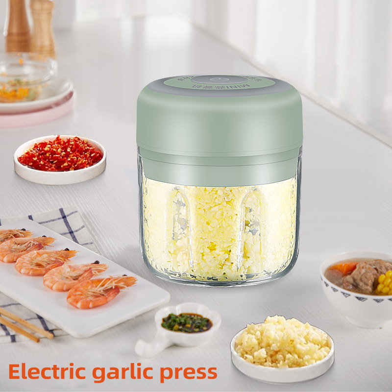 Electric Stainless Steel Garlic Press Crusher 2 in 1 Mince And Plastic Garlic Slice Accessories Kitchen Gadgets Cooking Tools