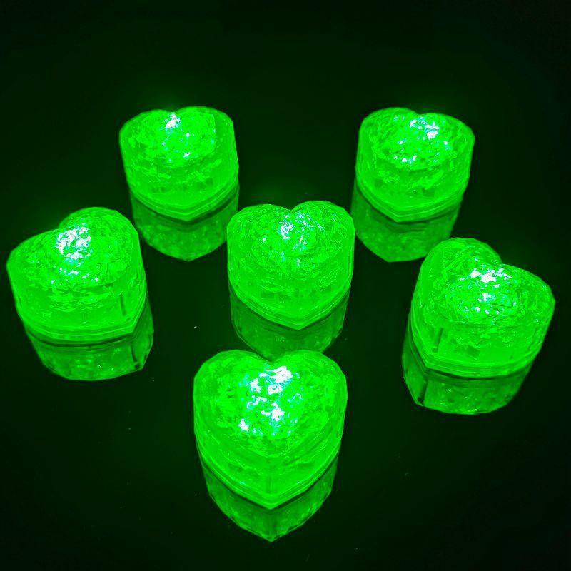 12PC Multiple Color LED Light Up Ice Cube Flashing Glow in The Dark Heart Led Ice Cubes For Bar Club Drinking Party Wedding Gift