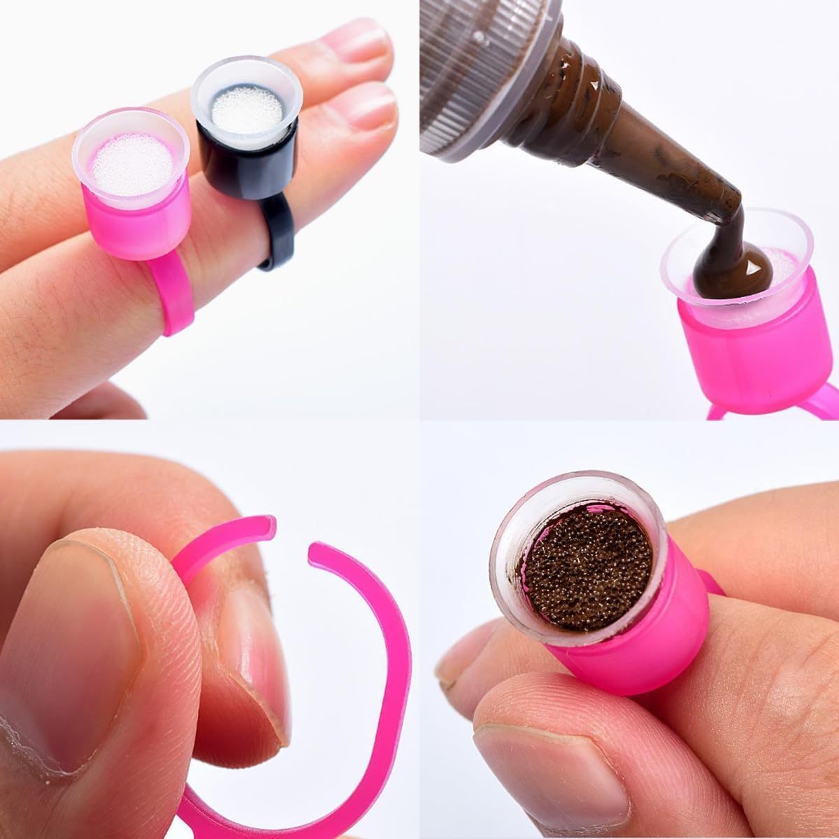 100Pcs Disposable Tattoo Ink Cup With Sponge Pigment Cup Ring Eyelash Extension Tray Glue Holder Permanent Makeup Accessories