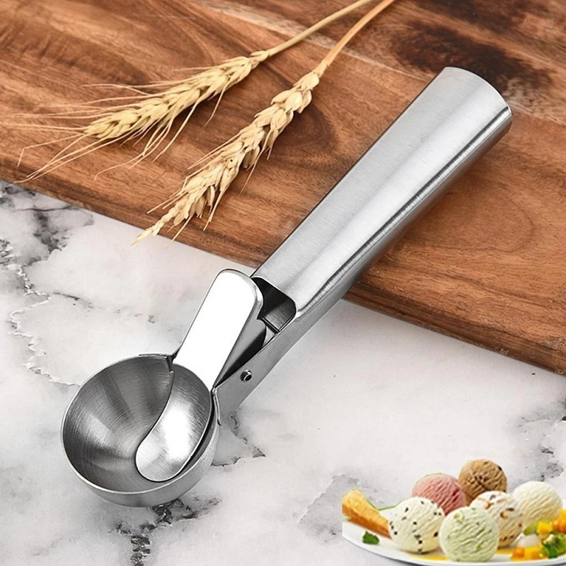 Ice Cream Scoop Stainless Steel With Easy Trigger Spoons Dipper for Fruits Water Melon Spoon