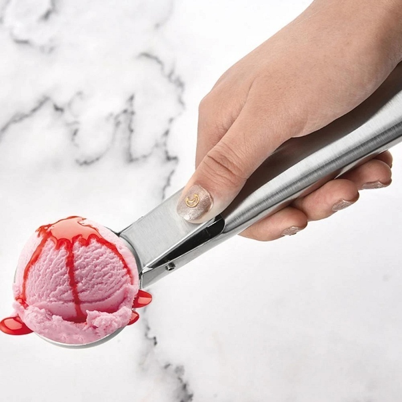 Ice Cream Scoop Stainless Steel With Easy Trigger Spoons Dipper for Fruits Water Melon Spoon