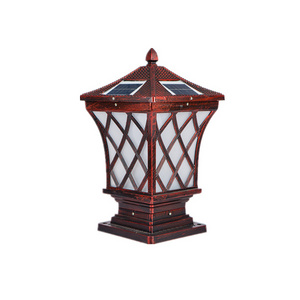 Main gate pillar light waterproof ip65 antique brass solar powered outdoor pillar gate light