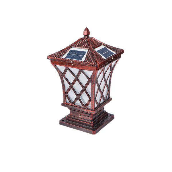 Main gate pillar light waterproof ip65 antique brass solar powered outdoor pillar gate light