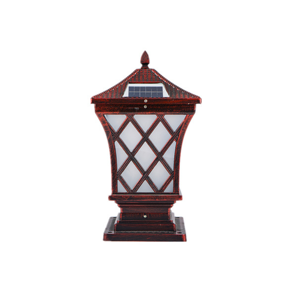 Main gate pillar light waterproof ip65 antique brass solar powered outdoor pillar gate light