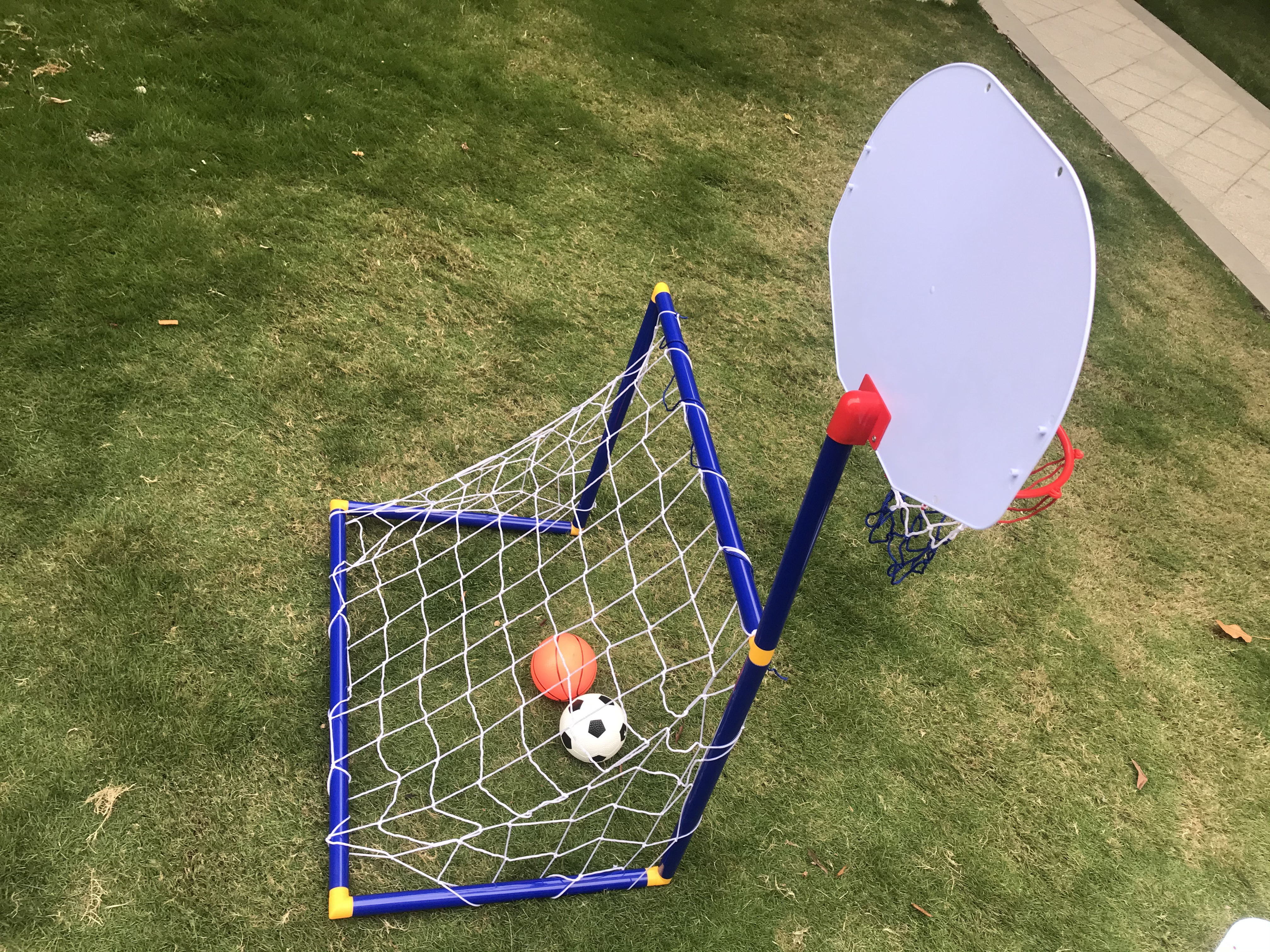 Kids Mini Plastic Basketball Hoop 2 in 1 Basketball Stand with Football Goal Soccer Goals