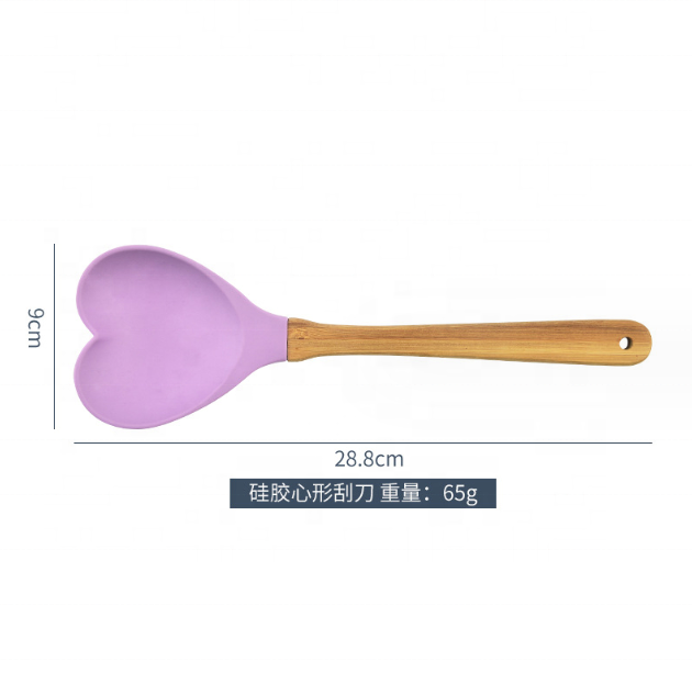 Cheap Valentine's day Heart Shaped Silicone Spatula With Wooden Handle For Baking Stirring Pastry Kitchen Utensil