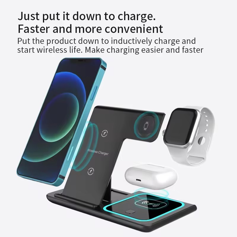 Hot 3-In-1 Wireless Charging Station Foldable 15W Magnetic Fast Charging Ultra-Thin Outdoor Portable