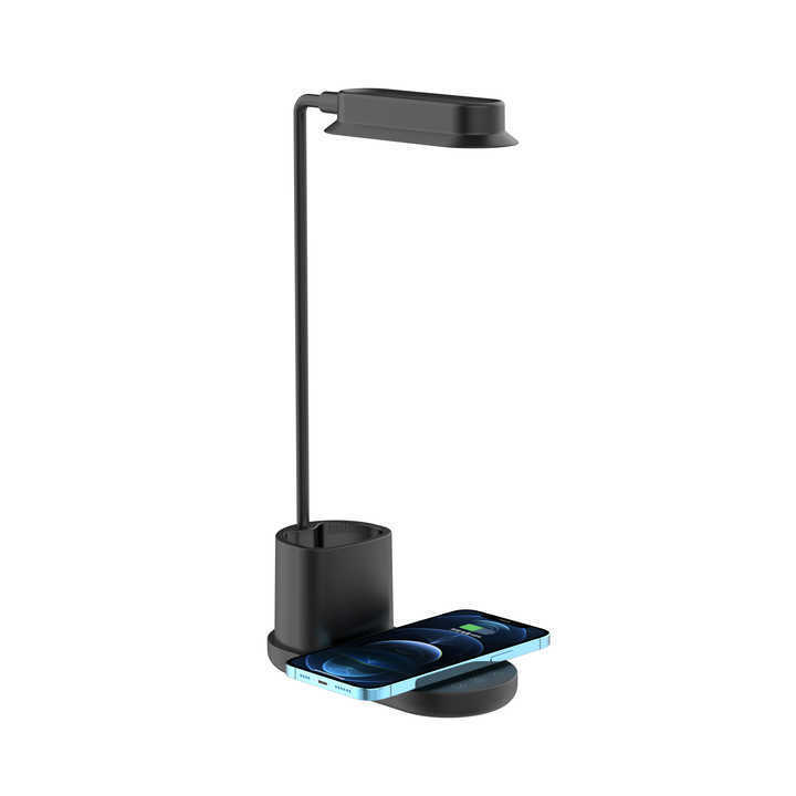 Eye-Caring LED Small Desk Lamp Wireless Charger Touch Control Wireless Charging Lamp with Pencil Pot Holder