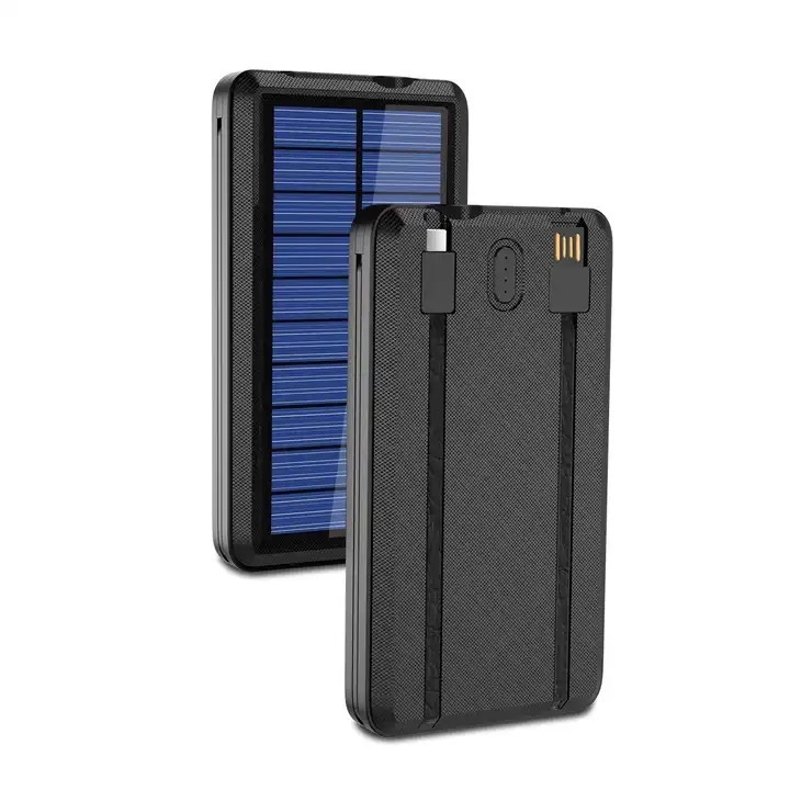 2024Solar panel power bank cigarette lighter build cable solar power bank with wireless charging 30000 mah