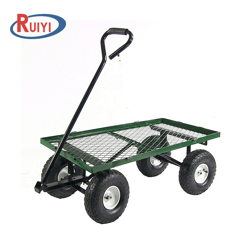 Heavy duty 4 Wheels Steel tool trolley Wagon Garden Cart