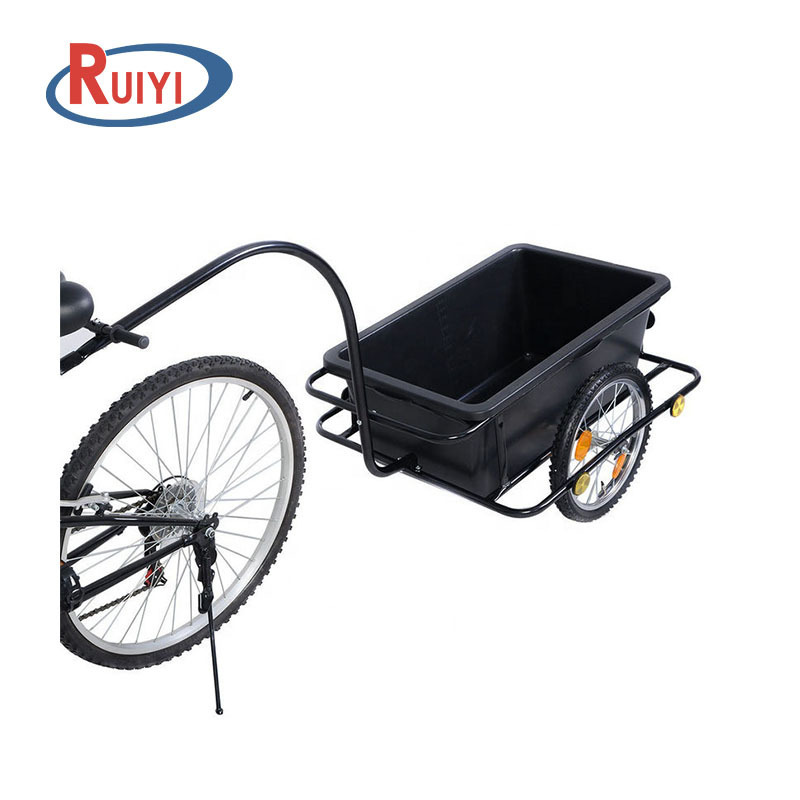 Plastic Tray Bicycle Cargo Transport Bike trailer Trolley with Handle and Coupling