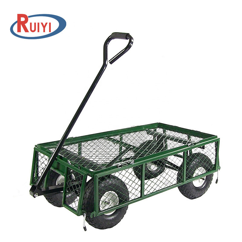 Heavy duty 4 Wheels Steel tool trolley Wagon Garden Cart