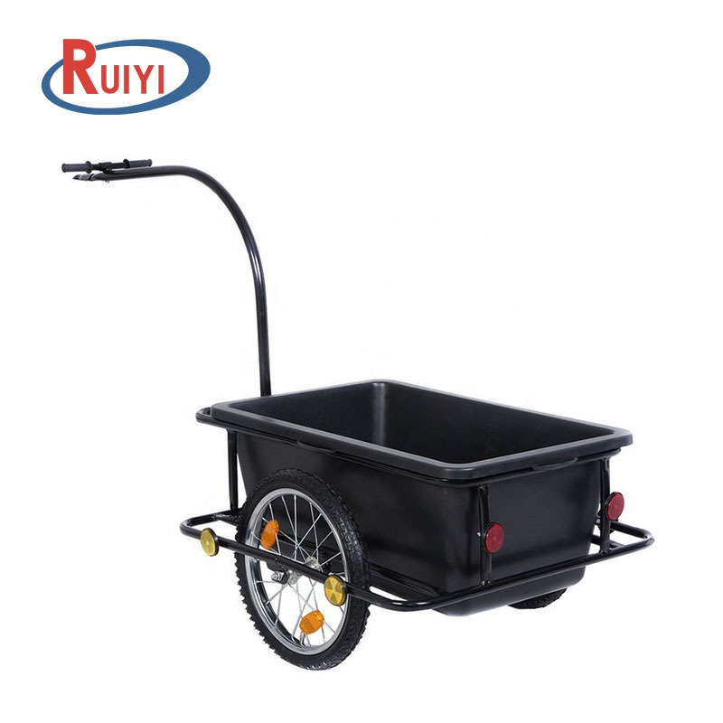 Plastic Tray Bicycle Cargo Transport Bike trailer Trolley with Handle and Coupling