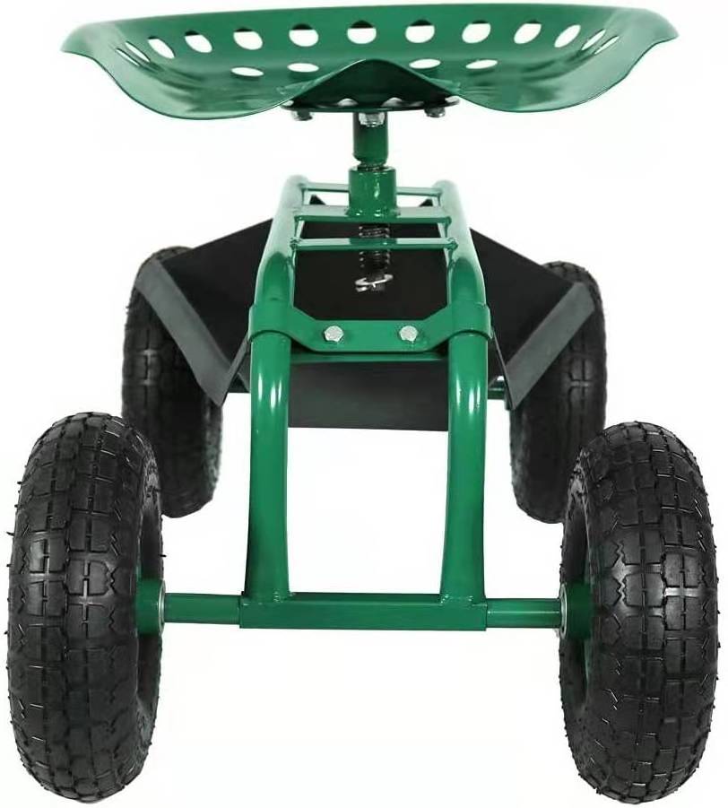 Rolling Work Seat Cart Scooter with on Four Wheels Tool Tray