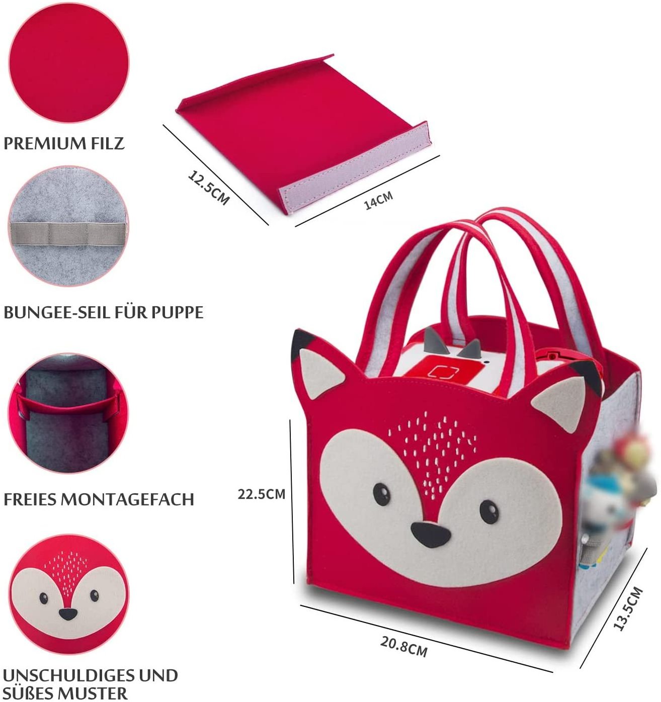 Wholesale felt cartoon handbag animal design cartoon felt bag kids felt cartoon bag