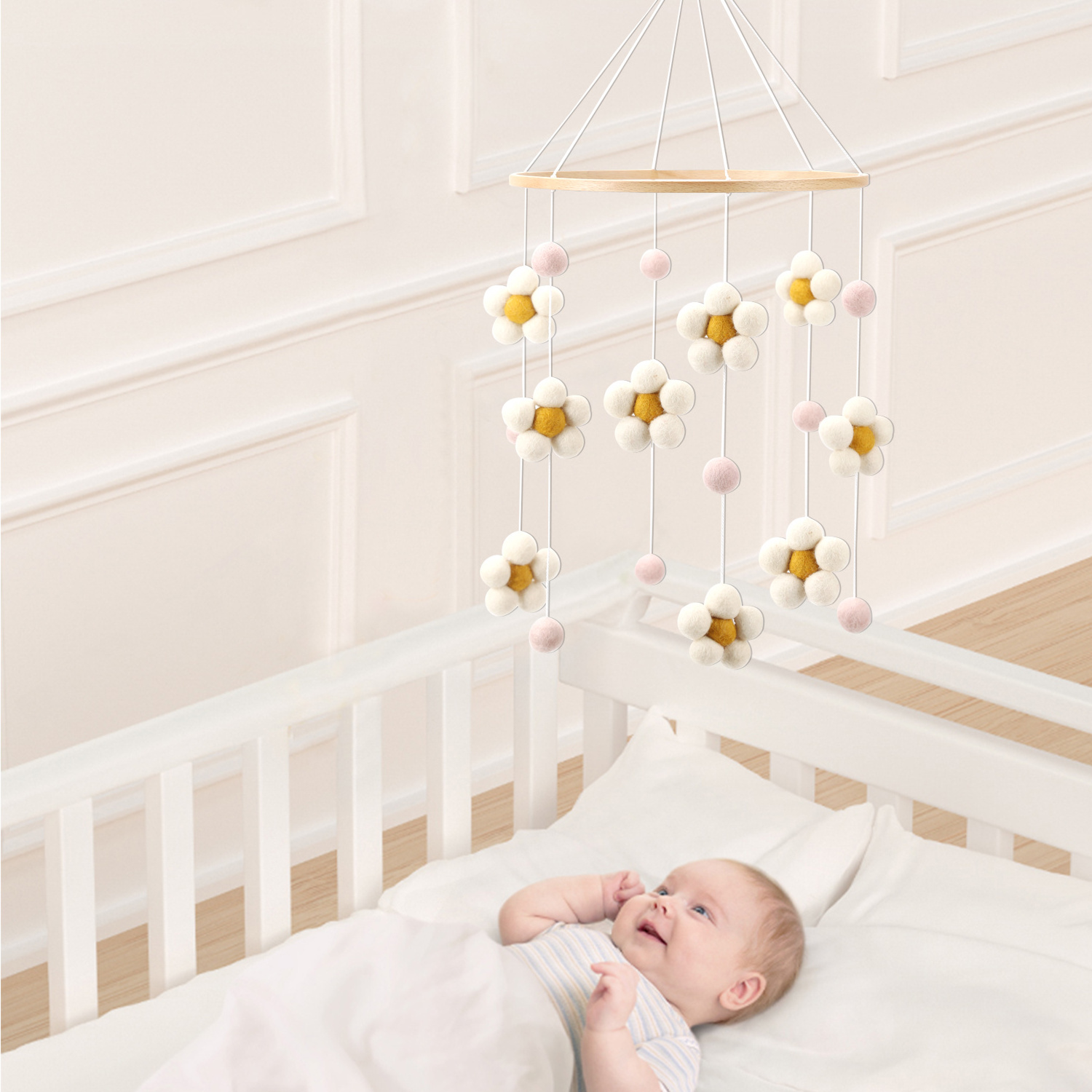 Daisy Baby Mobile for Crib Flower Crib Nursery Mobile Boho Daisy Flower Nursery Decor