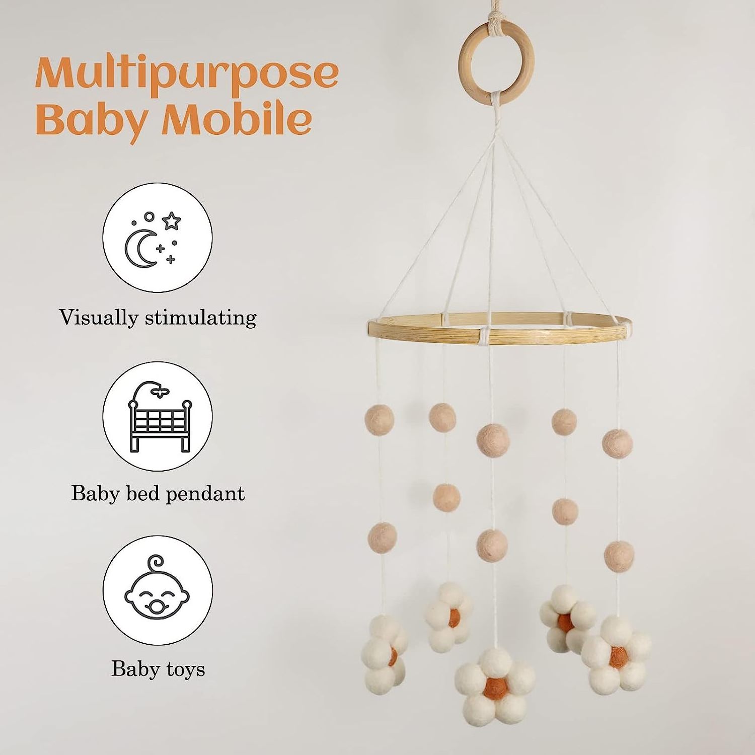 Daisy Baby Mobile for Crib Flower Crib Nursery Mobile Boho Daisy Flower Nursery Decor