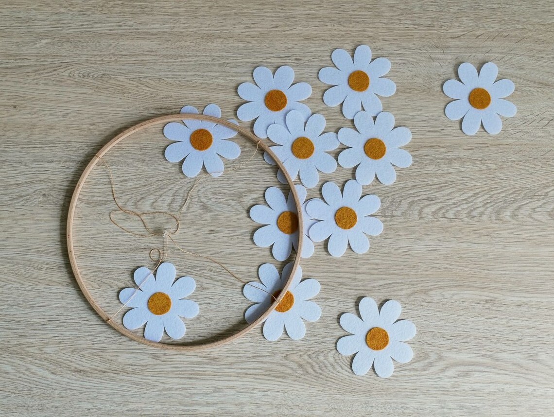 Daisy nursery mobile baby girl crib mobile boho nursery Flower mobile  Minimalist