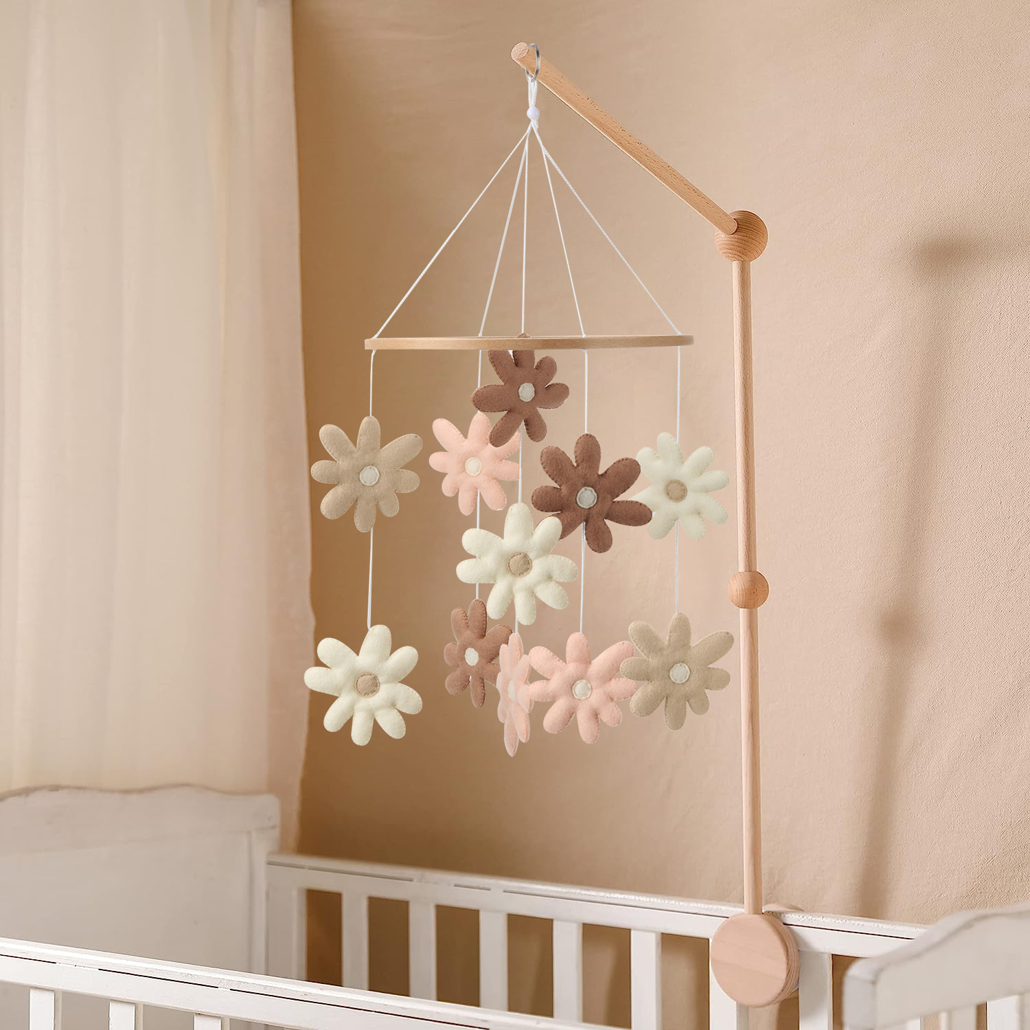 Daisy baby mobile nursery felt flower mobile pastel  floral nursery decor