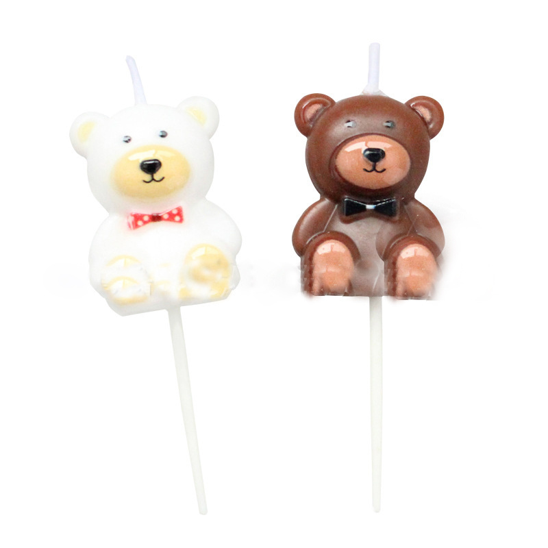 Birthday cake candles creative cartoon couple little bear decorative birthday candle