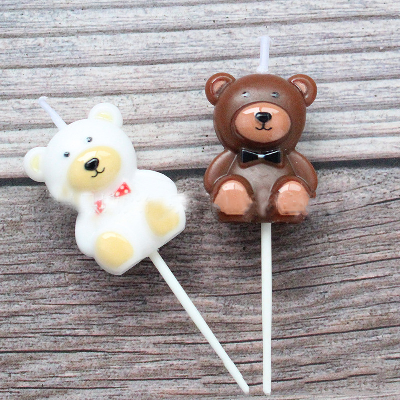 Birthday cake candles creative cartoon couple little bear decorative birthday candle