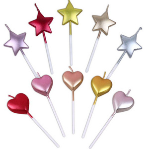 Wholesale wax birthday five star heart multicolor small love independent cake candle