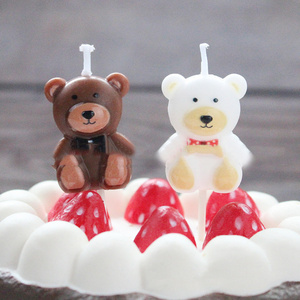 Birthday cake candles creative cartoon couple little bear decorative birthday candle