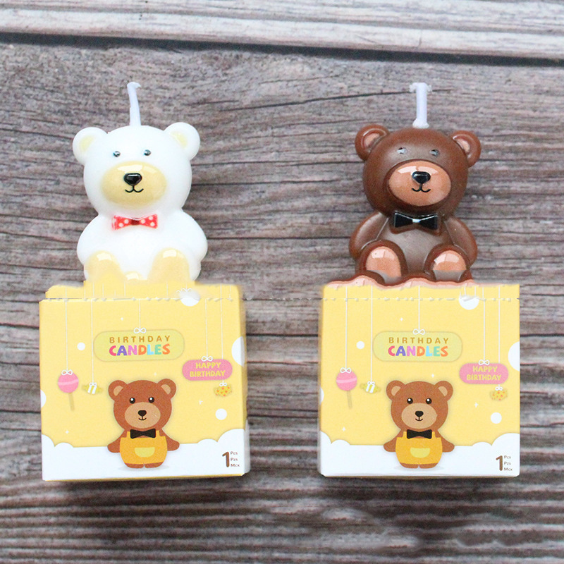 Birthday cake candles creative cartoon couple little bear decorative birthday candle