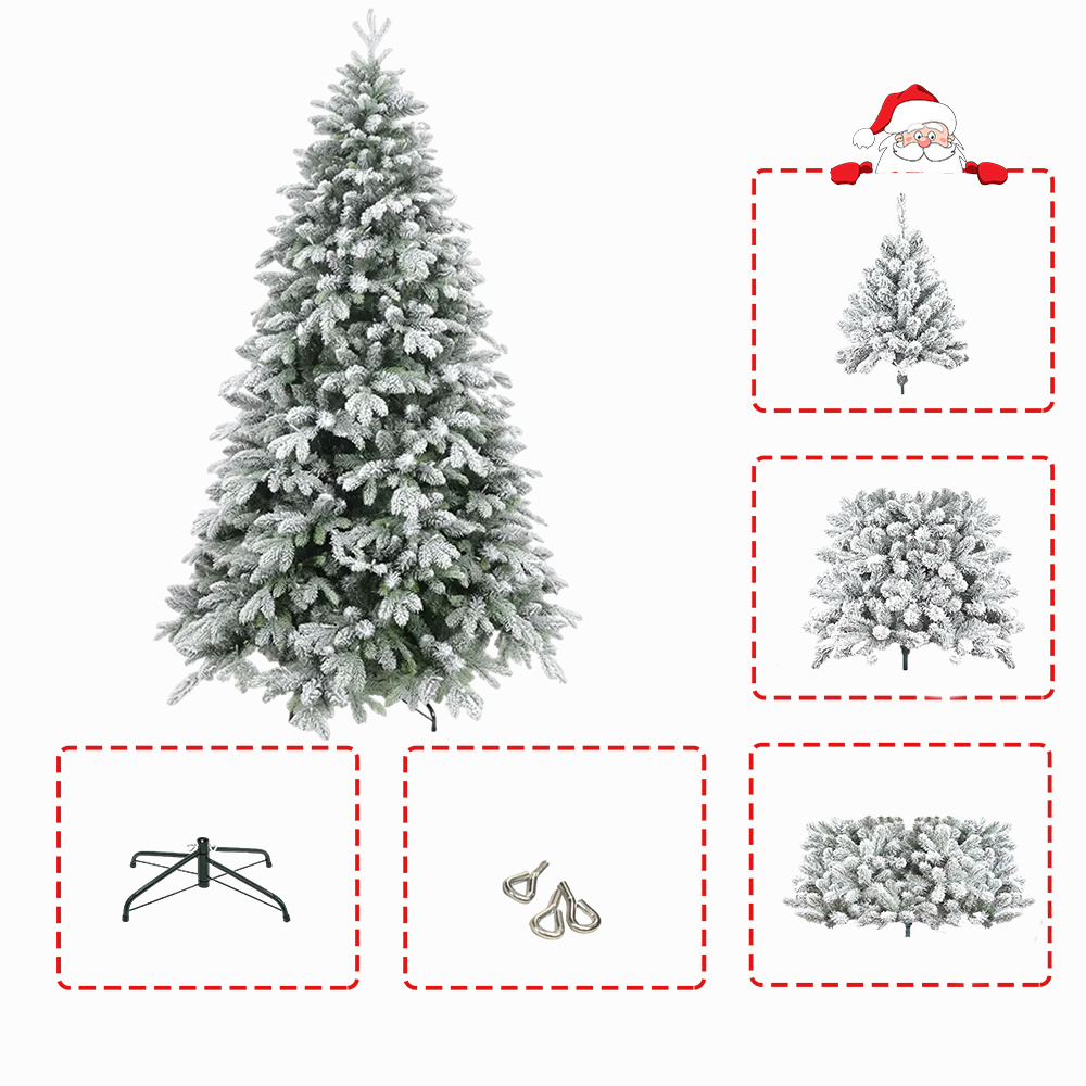 Manufacturer Wholesale Modern 5ft 7ft PVC Unlit Flocked The Big Snow White Artificial Christmas Tree