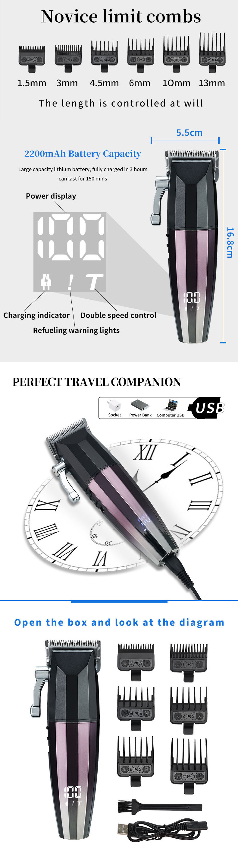 OEM/ODM Manufacturer Men Professional Hair Clippers Electric Hair Clippers Trimmer