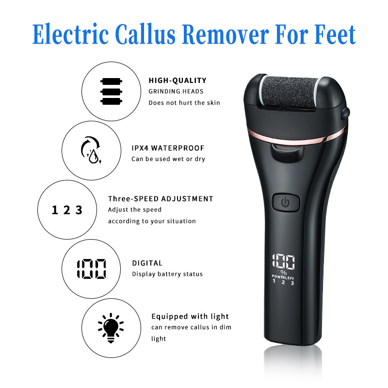 2024 USB Charging Professional Electric Foot Pedicure Callus Remover With LED Light